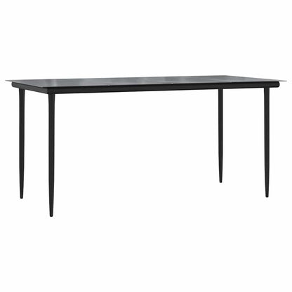 Set Pranzo da Giardino 7 pz Nero Polyrattan Vetro