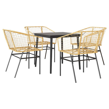 Set da Pranzo da Giardino 5pz Polyrattan Vetro | homemem39