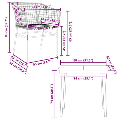 Set da Pranzo da Giardino 5pz Polyrattan Vetro | homemem39