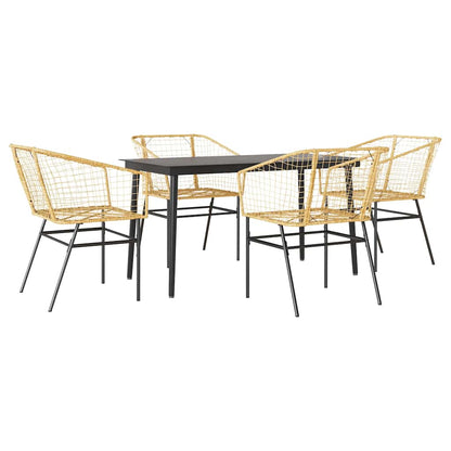 Set da Pranzo da Giardino 5pz Polyrattan Vetro