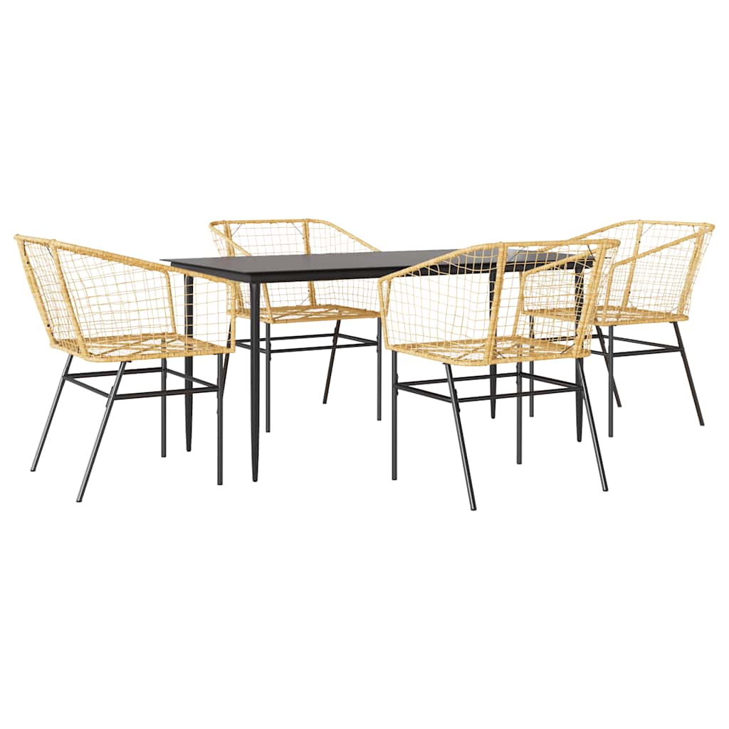 Set da Pranzo da Giardino 5pz Polyrattan Vetro | homemem39