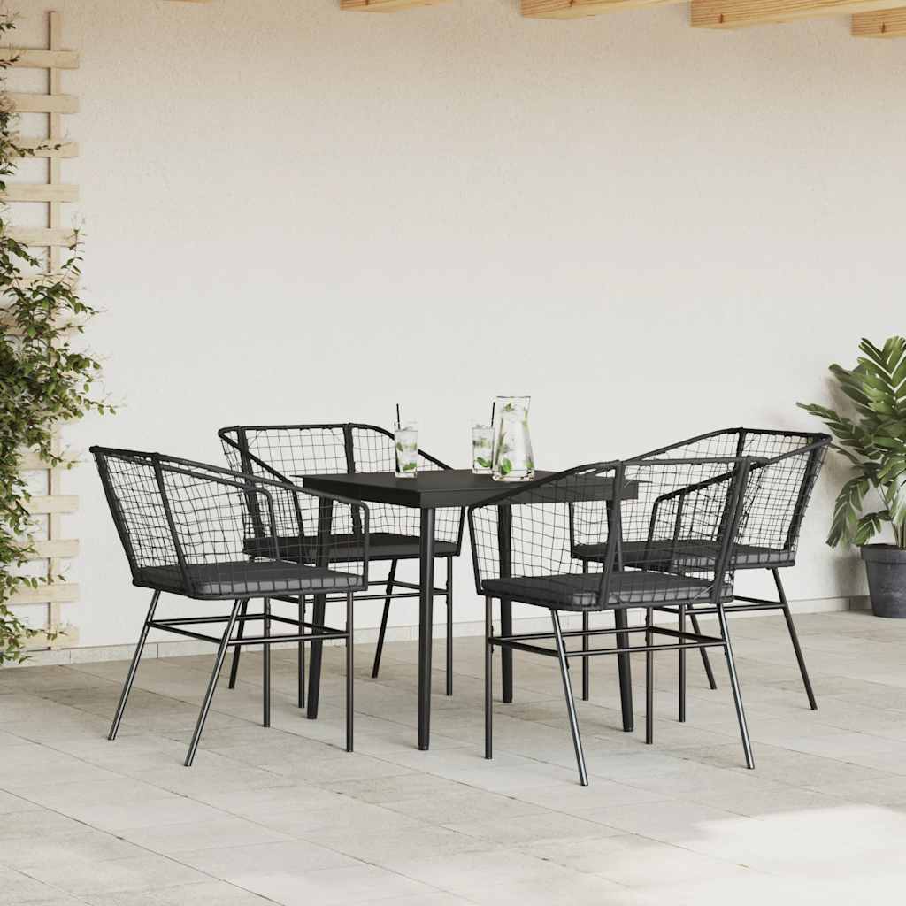Set da Pranzo da Giardino con Cuscini 5 pz Polyrattan Vetro | homemem39