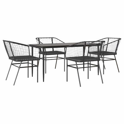 Set da Pranzo da Giardino con Cuscini 5 pz Polyrattan Vetro | homemem39