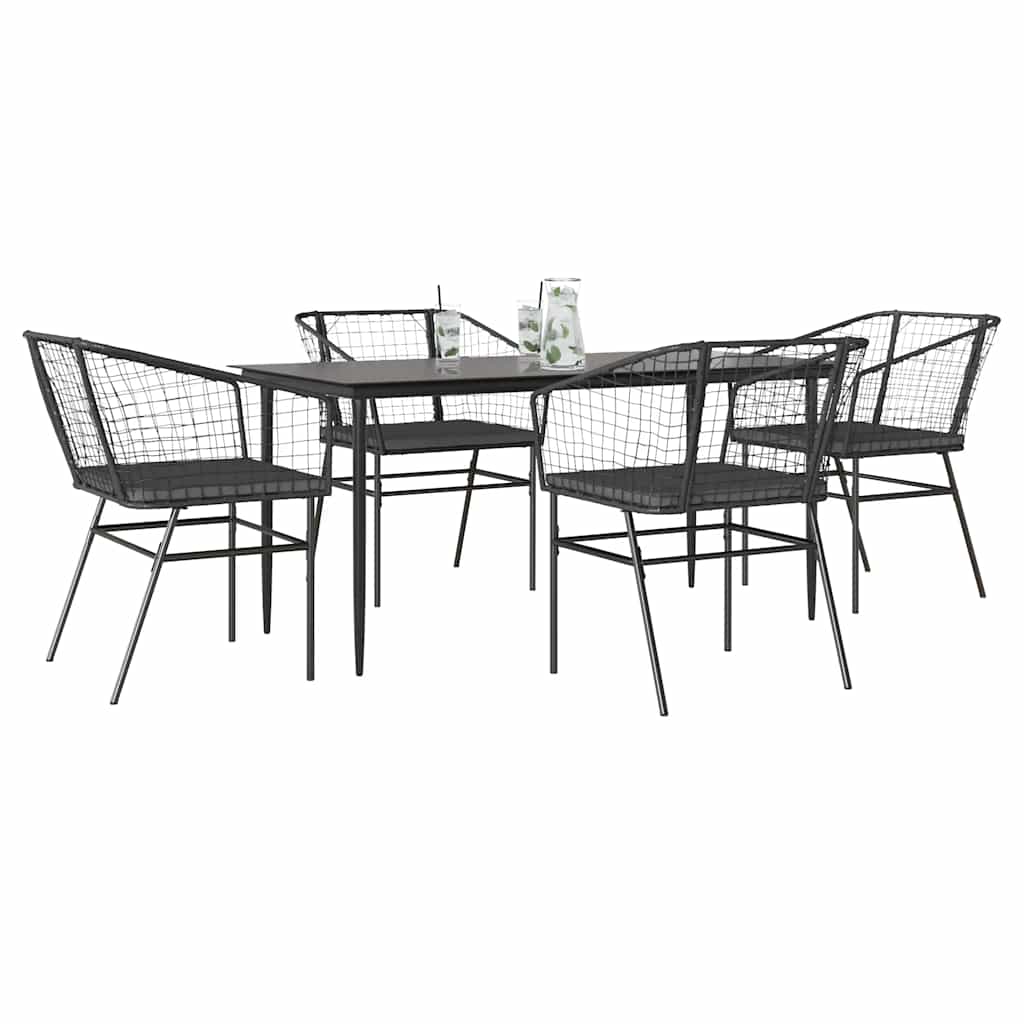 Set da Pranzo da Giardino con Cuscini 5 pz Polyrattan Vetro | homemem39