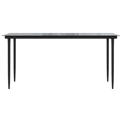 Set Pranzo da Giardino 7 pz Nero con Cuscini Polyrattan Vetro
