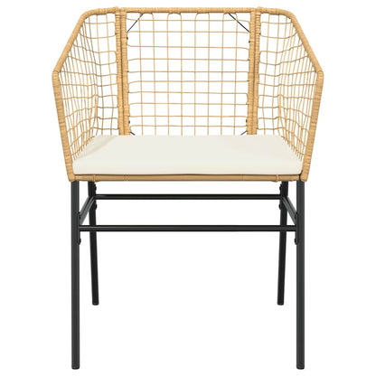 Set Pranzo da Giardino 7pz con Cuscini Marrone Polyrattan Vetro | homemem39