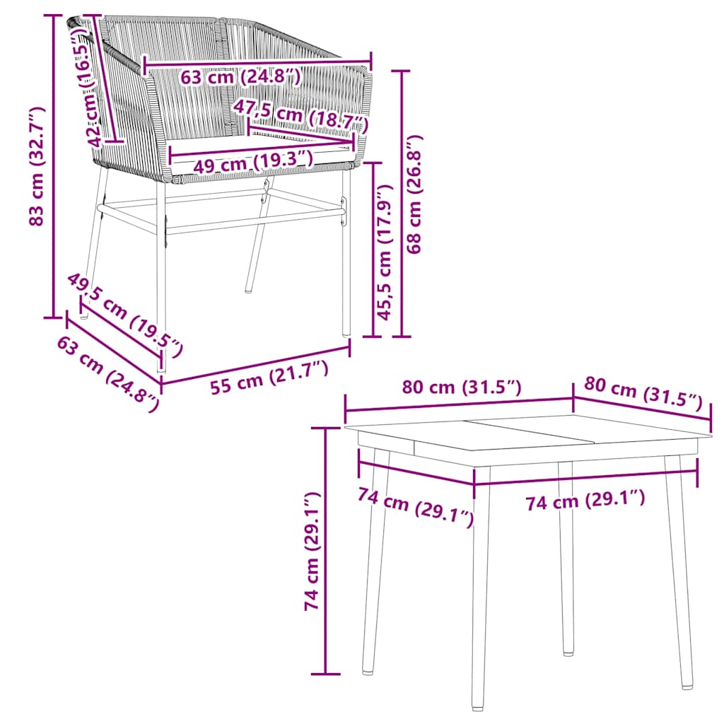 Set da Pranzo da Giardino con Cuscini 5 pz Polyrattan Vetro | homemem39