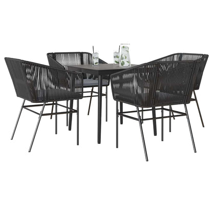 Set da Pranzo da Giardino con Cuscini 5 pz Polyrattan Vetro | homemem39