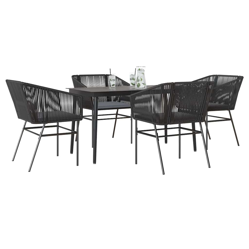 Set da Pranzo da Giardino con Cuscini 5 pz Polyrattan Vetro | homemem39