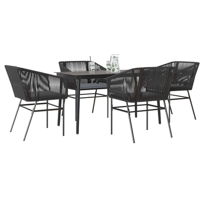 Set da Pranzo da Giardino con Cuscini 5 pz Polyrattan Vetro | homemem39