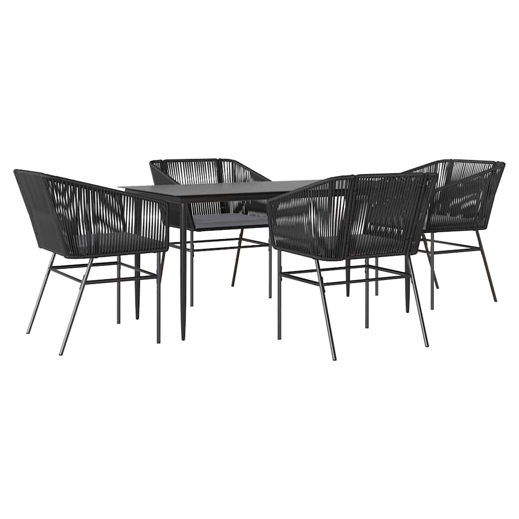 Set da Pranzo da Giardino con Cuscini 5 pz Polyrattan Vetro