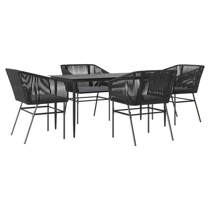 Set da Pranzo da Giardino con Cuscini 5 pz Polyrattan Vetro