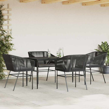 Set da Pranzo da Giardino con Cuscini 5 pz Polyrattan Vetro