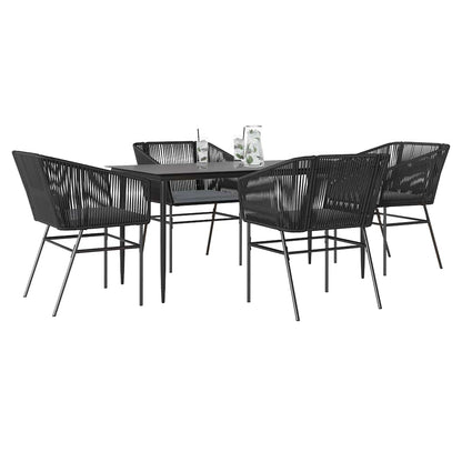 Set da Pranzo da Giardino con Cuscini 5 pz Polyrattan Vetro