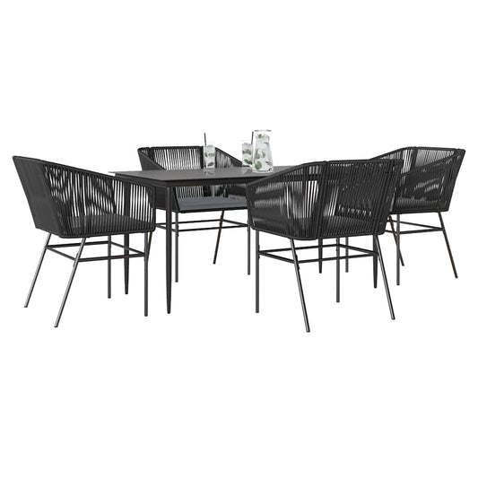 Set da Pranzo da Giardino con Cuscini 5 pz Polyrattan Vetro