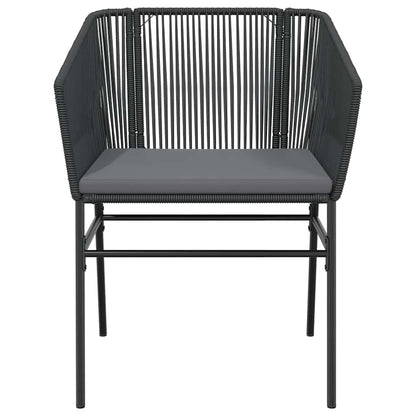 Set Pranzo da Giardino 7 pz Nero con Cuscini Polyrattan Vetro | homemem39