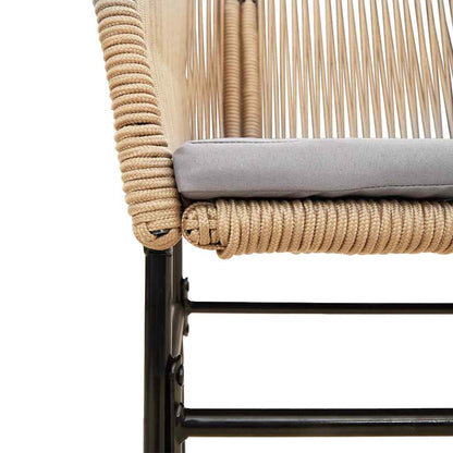 Set da Pranzo da Giardino 3pz con Cuscini Polyrattan Vetro | homemem39