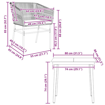 Set da Pranzo da Giardino 3pz con Cuscini Polyrattan Vetro | homemem39