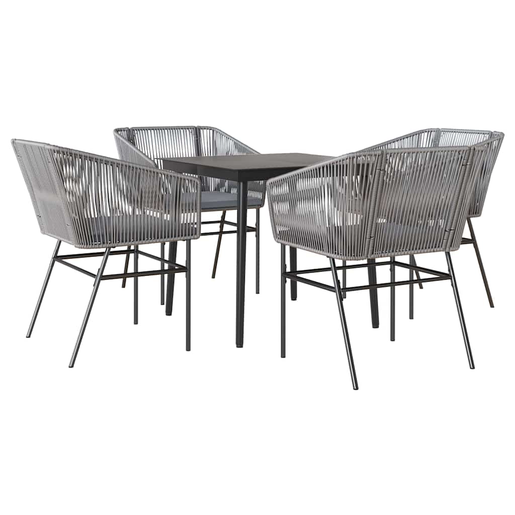 Set da Pranzo da Giardino 5 pz con Cuscini Polyrattan Vetro