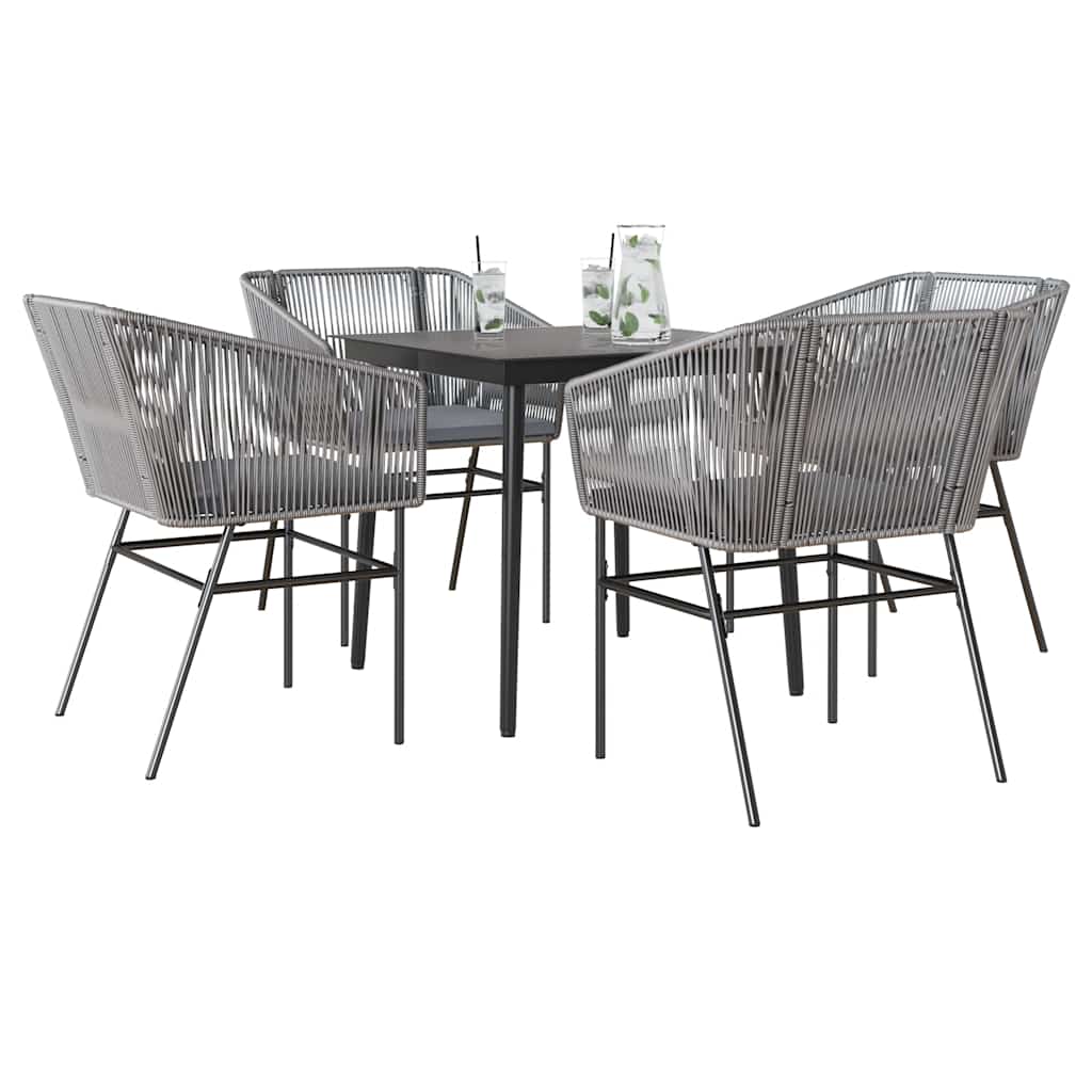 Set da Pranzo da Giardino 5 pz con Cuscini Polyrattan Vetro