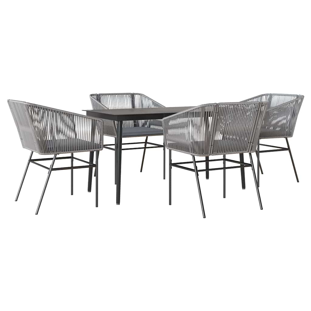 Set da Pranzo da Giardino 5 pz con Cuscini Polyrattan Vetro | homemem39