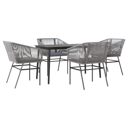 Set da Pranzo da Giardino 5 pz con Cuscini Polyrattan Vetro | homemem39