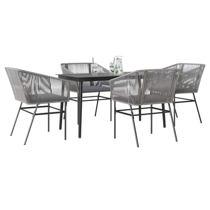 Set da Pranzo da Giardino 5 pz con Cuscini Polyrattan Vetro | homemem39