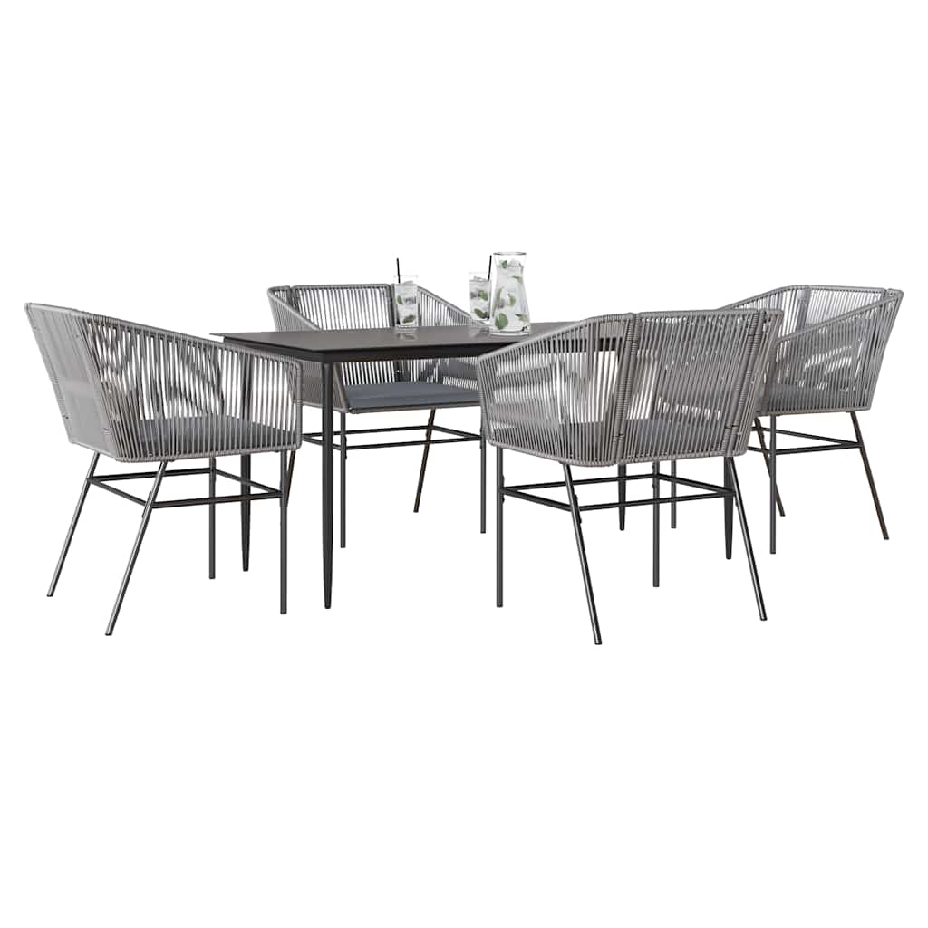 Set da Pranzo da Giardino 5 pz con Cuscini Polyrattan Vetro