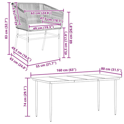 Set da Pranzo da Giardino 7 pz con Cuscini Polyrattan Vetro | homemem39
