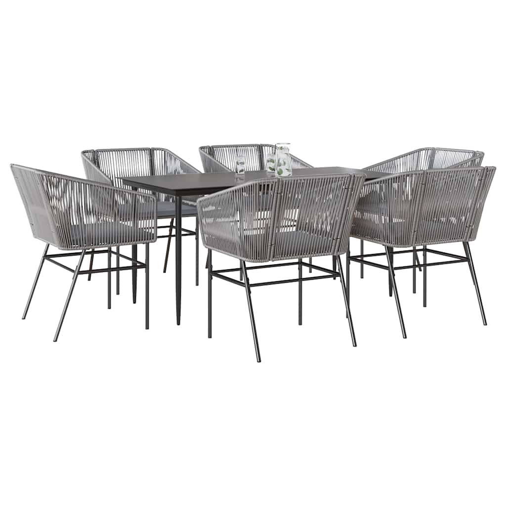 Set da Pranzo da Giardino 7 pz con Cuscini Polyrattan Vetro | homemem39