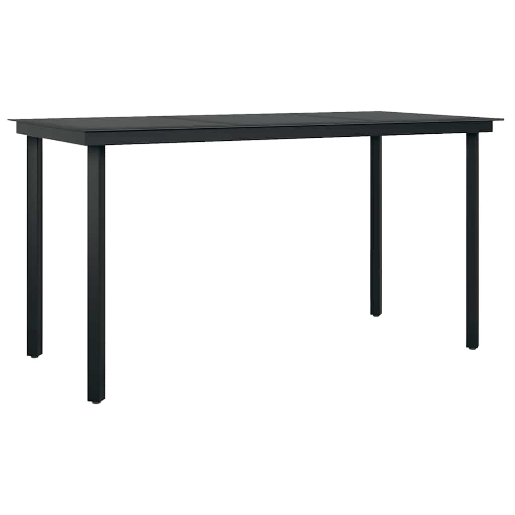 Set Mobili da Pranzo per Giardino 5 pz Nero Polyrattan Vetro | homemem39