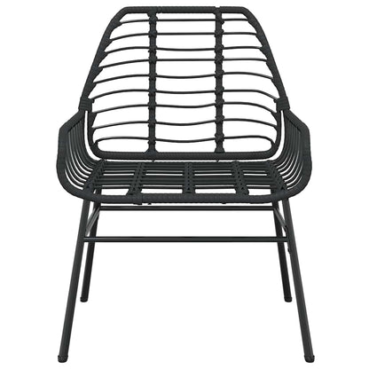 Set Mobili da Pranzo per Giardino 5 pz Nero Polyrattan Vetro