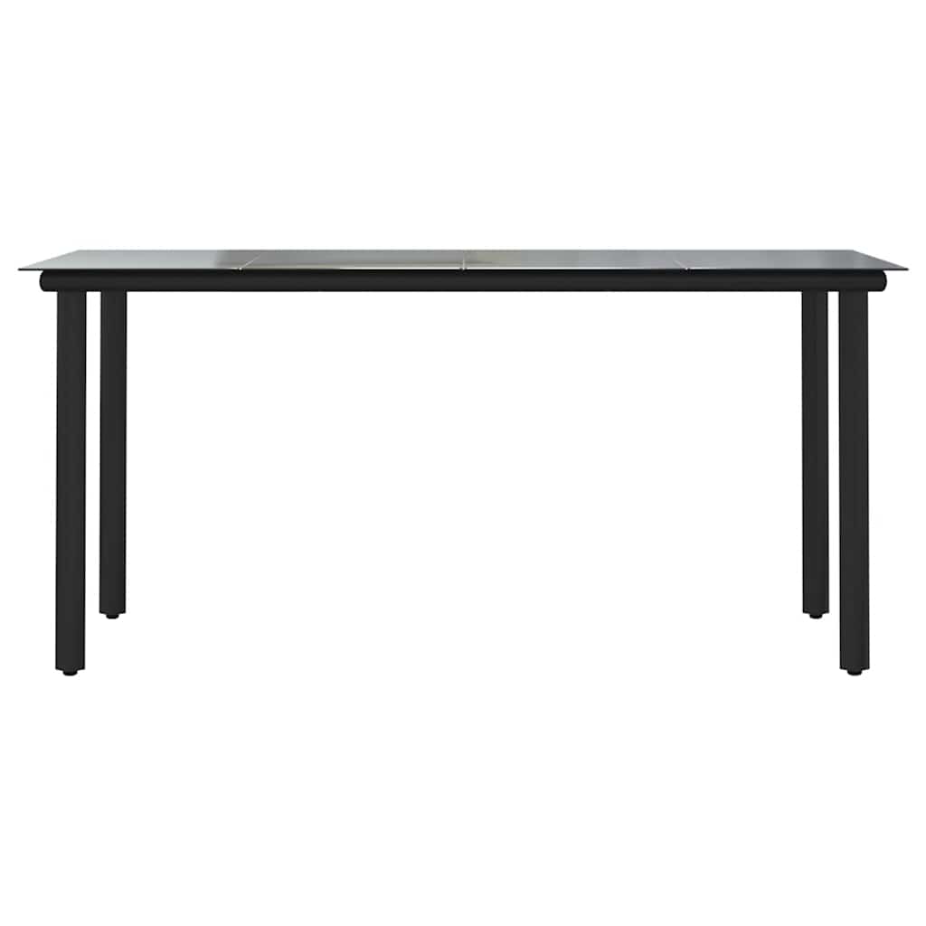 Set Mobili da Pranzo per Giardino 5 pz Nero Polyrattan Vetro