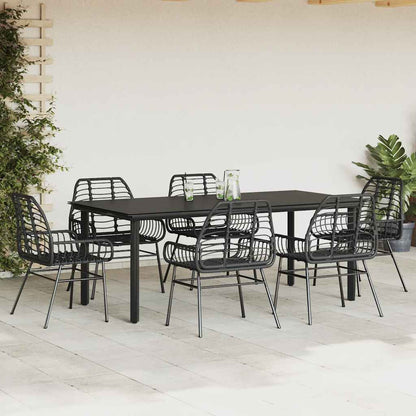 Set Pranzo da Giardino 7 pz Nero Polyrattan Vetro | homemem39