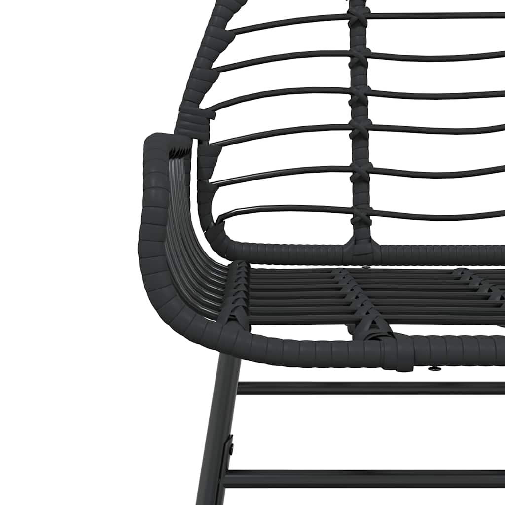 Set Pranzo da Giardino 7 pz Nero Polyrattan Vetro | homemem39