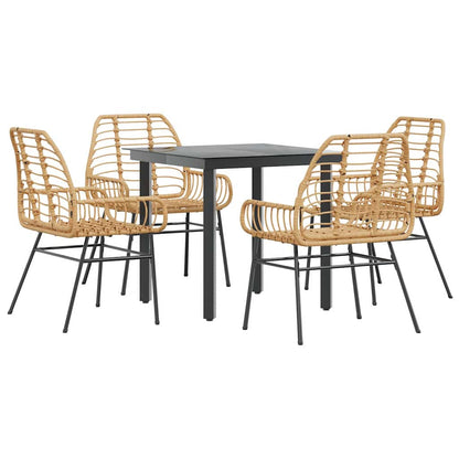 Set da Pranzo da Giardino 5pz Polyrattan Vetro