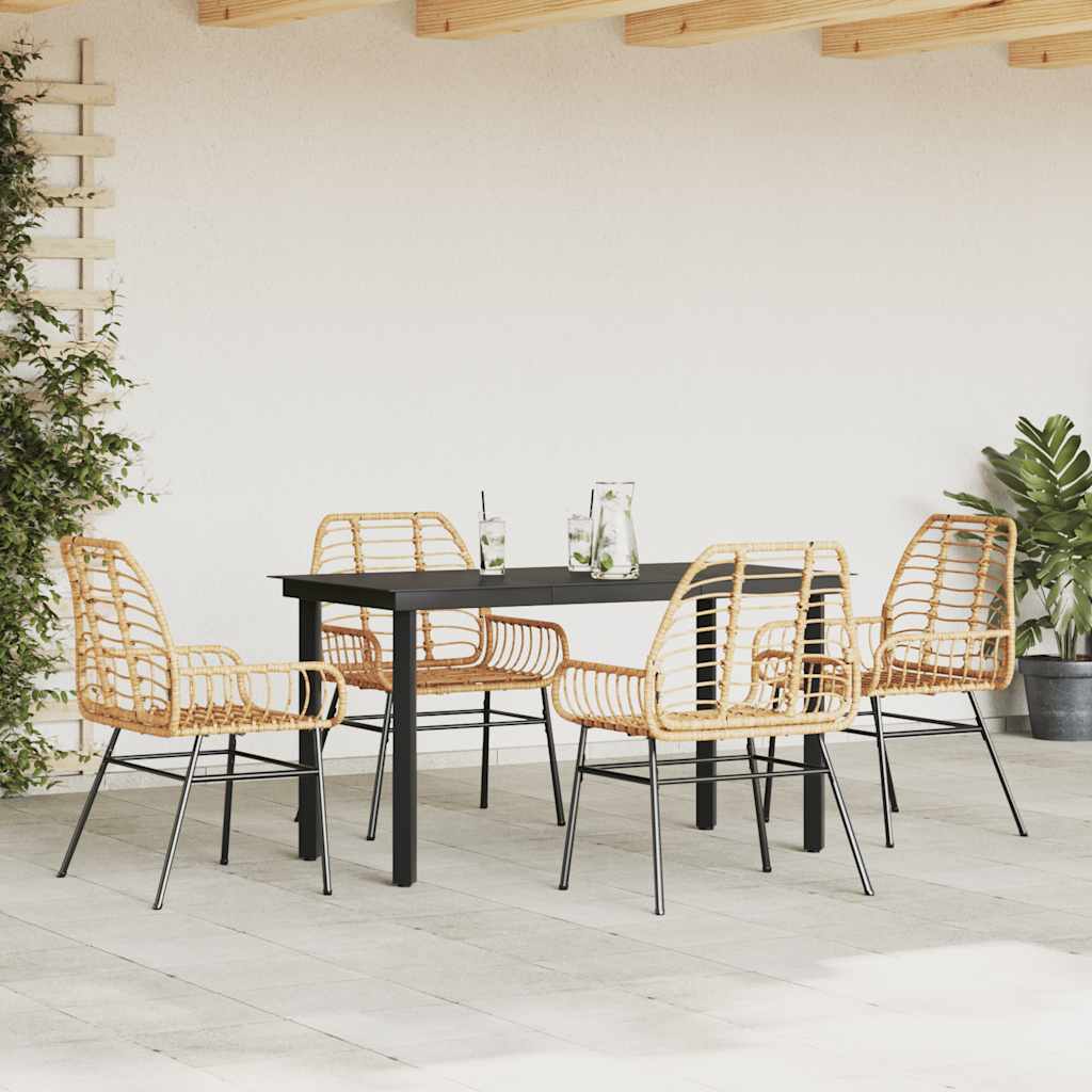 Set da Pranzo da Giardino 5pz Polyrattan Vetro