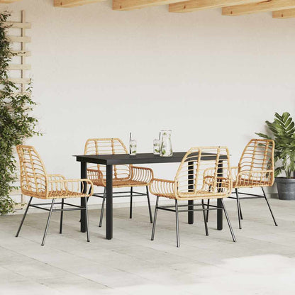 Set da Pranzo da Giardino 5pz Polyrattan Vetro