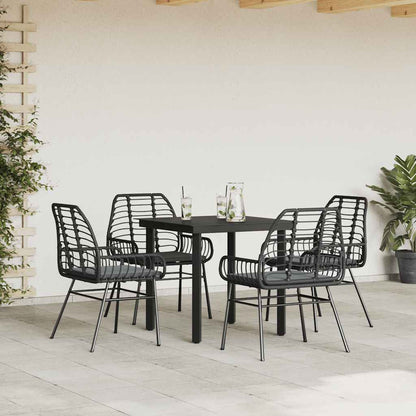 Set da Pranzo da Giardino con Cuscini 5 pz Polyrattan Vetro | homemem39