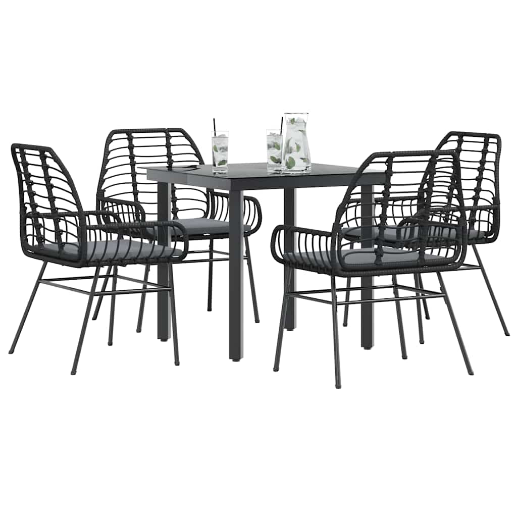 Set da Pranzo da Giardino con Cuscini 5 pz Polyrattan Vetro | homemem39