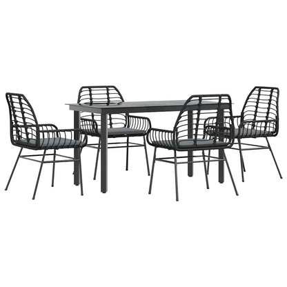 Set da Pranzo da Giardino con Cuscini 5 pz Polyrattan Vetro | homemem39