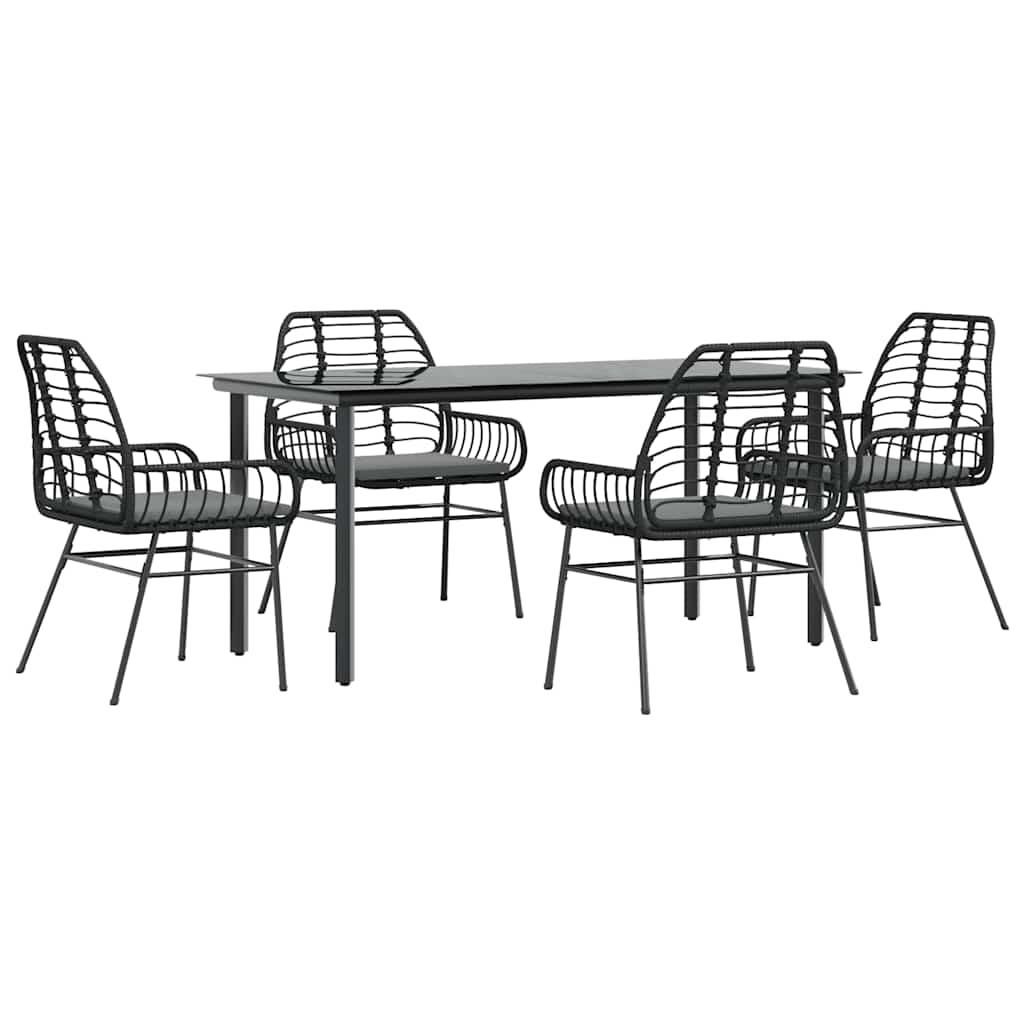 Set da Pranzo da Giardino con Cuscini 5 pz Polyrattan Vetro | homemem39
