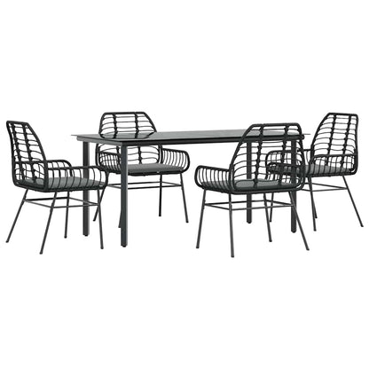 Set da Pranzo da Giardino con Cuscini 5 pz Polyrattan Vetro | homemem39