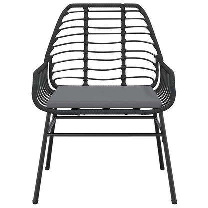 Set Pranzo da Giardino 7 pz Nero con Cuscini Polyrattan Vetro