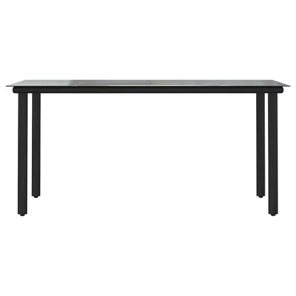 Set Pranzo da Giardino 7 pz Nero con Cuscini Polyrattan Vetro