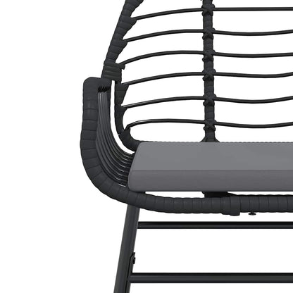Set Pranzo da Giardino 7 pz Nero con Cuscini Polyrattan Vetro