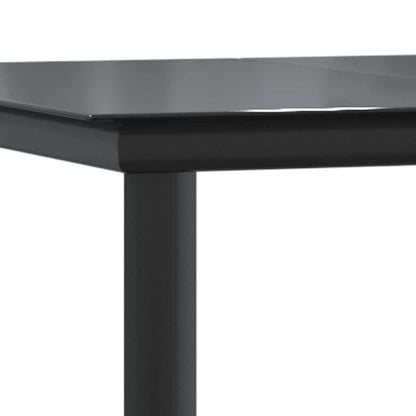 Set Pranzo da Giardino 7 pz Nero con Cuscini Polyrattan Vetro