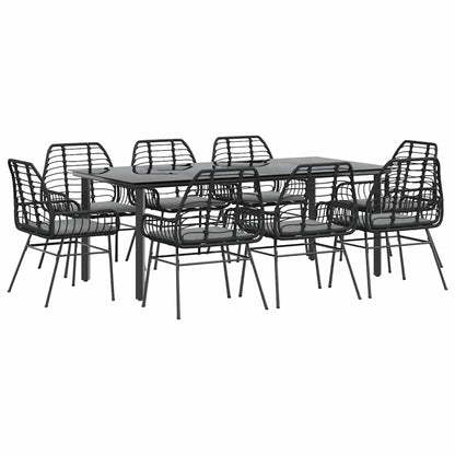 Set da Pranzo da Giardino 9 pz con Cuscini Polyrattan Vetro | homemem39