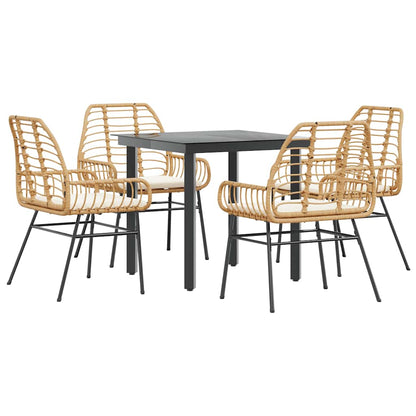Set da Pranzo da Giardino 5pz con Cuscini Polyrattan Vetro | homemem39