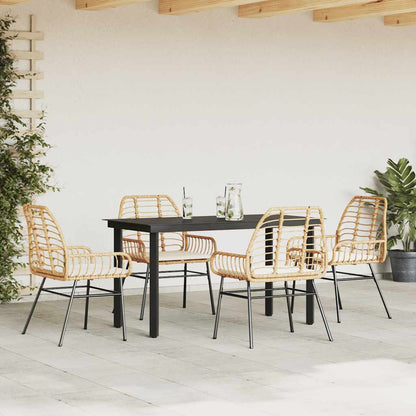Set da Pranzo da Giardino 5pz con Cuscini Polyrattan Vetro